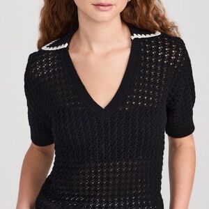 Varley Monte Polo Sweater 
Black V-Neck Knit Sweater